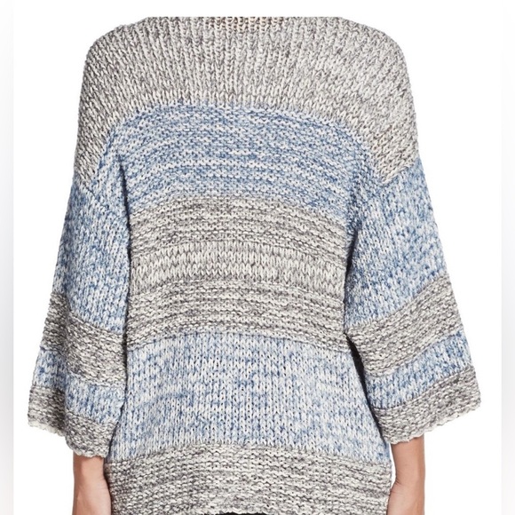 Vince Chunky Knit Blue Grey Striped Cardigan XS / S - Picture 3 of 11